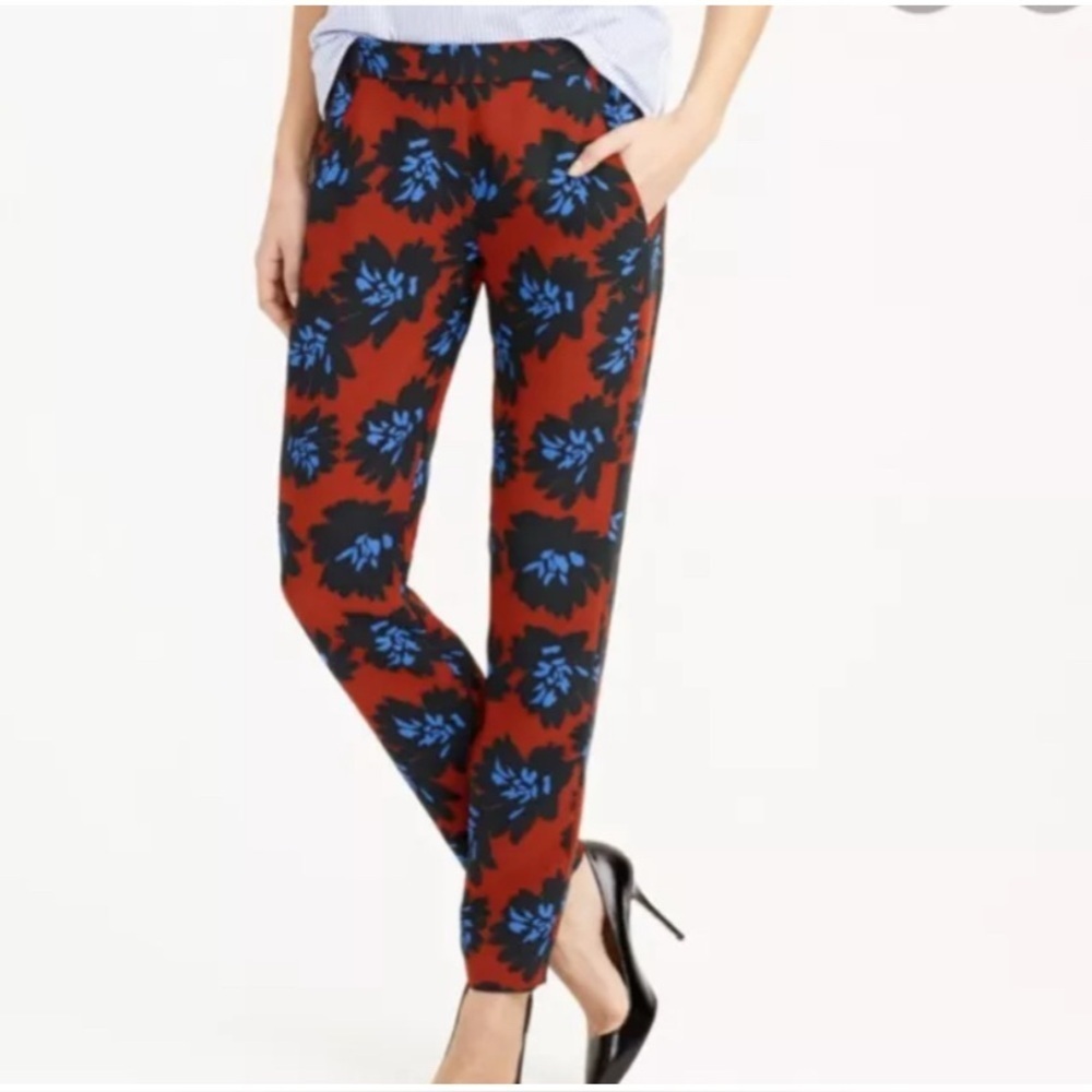 J Crew Floral Dress Pants size 8 pull on style with pockets Office attire